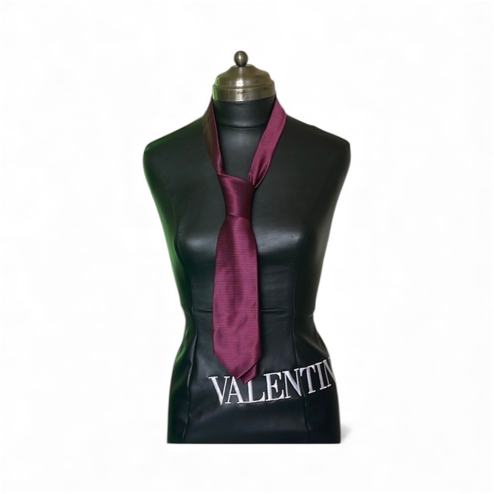 Nautica  purple with black striped silk Tie unisex